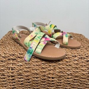 Tom’s‎ Sicily Tie Dye Strappy Multi Color Sandal Size 8, Womens.